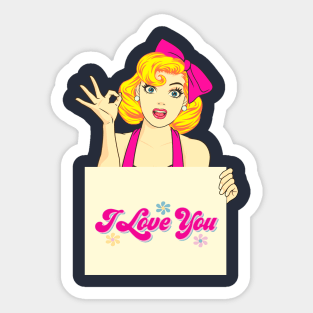 I Love You Darling, Happy Couple, Pink Pretty Lady, Happy Valentine Sticker